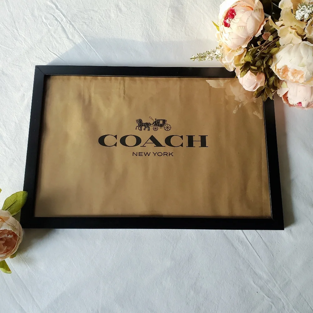 COACH Custom Framed Shopping Bag Wall Decor, Wooden Back 18" x 12" - Picture 6 of 7
